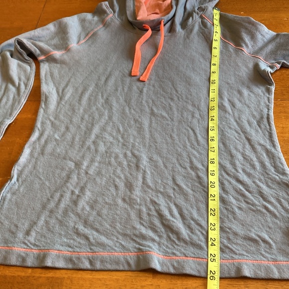Columbia Womens Size L Grey Orange Contrast Cowl Hoodie Drawstrings Lightweight - Picture 12 of 13